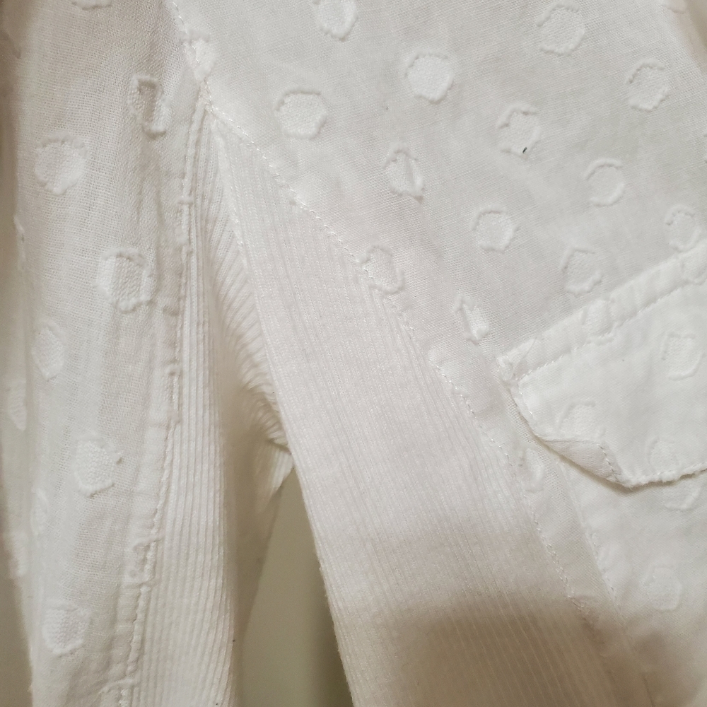 Max Studio White Button Blouse Polka Dot Cotton - image 2